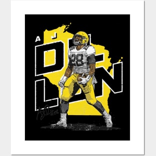 A.J. Dillon Green Bay Player Map Posters and Art